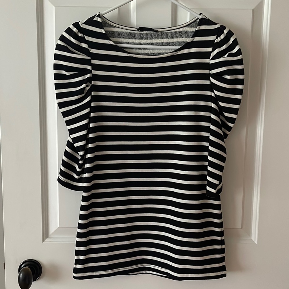 Black and White Striped Blouse, Medium
